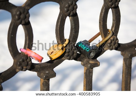 Decorated padlock of love