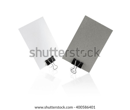 Blank business cards. Two blank business cards isolated on white background with reflection. Clipping path.