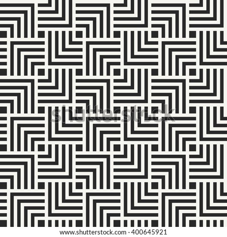 Simple modern geometric texture with structure of repeating black and white rectangles - vector seamless pattern