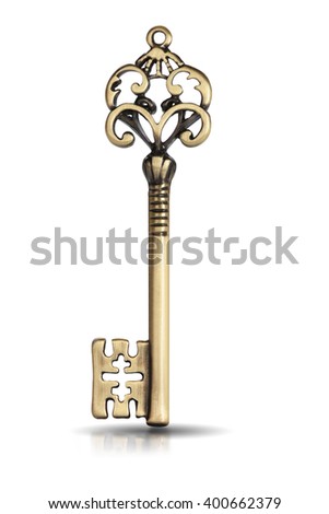 Master golden key isolated on white background. This has clipping path.