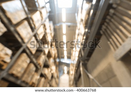 Blurred warehouse or storehouse background


