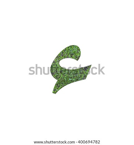 Jawi scripts or Malay alphabet from the grass isolated on white background.
