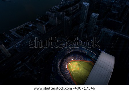 Rogers Center from Sky at Night Royalty-Free Stock Photo #400717546