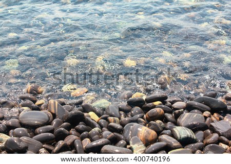 Pebbles stone on the beach,close up,select focus with shallow depth of field