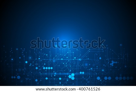 Vector Abstract futuristic circuit board, Illustration high computer technology dark blue color background. Hi-tech digital technology concept Royalty-Free Stock Photo #400761526