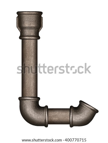 Industrial metal pipe alphabet letter L