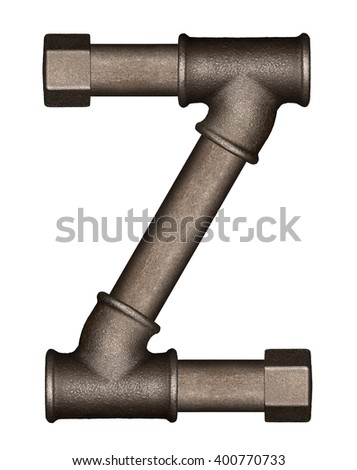 Industrial metal pipe alphabet letter Z