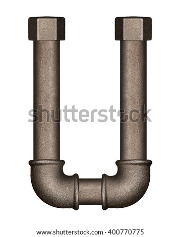 Industrial metal pipe alphabet letter U