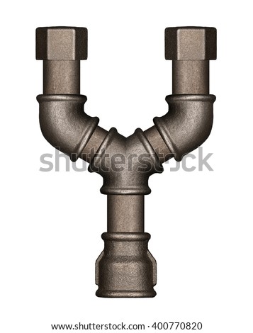 Industrial metal pipe alphabet letter Y