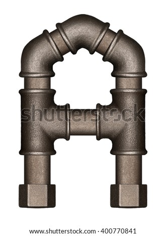 Industrial metal pipe alphabet letter A