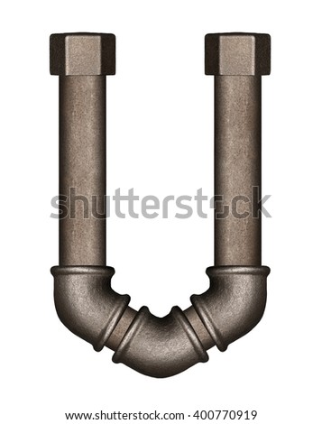 Industrial metal pipe alphabet letter V