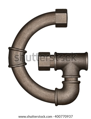 Industrial metal pipe alphabet letter G