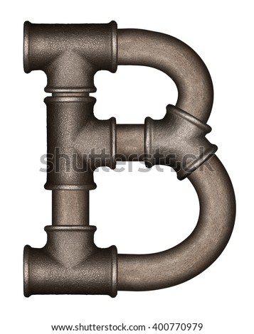 Industrial metal pipe alphabet letter B
