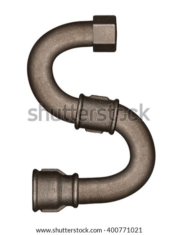 Industrial metal pipe alphabet letter S