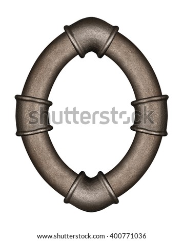 Industrial metal pipe alphabet letter O