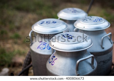 aluminium milk cans Royalty-Free Stock Photo #400806673