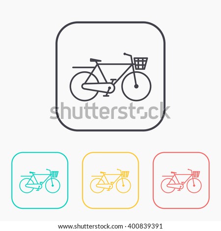 City Bicycle outline color icon set 