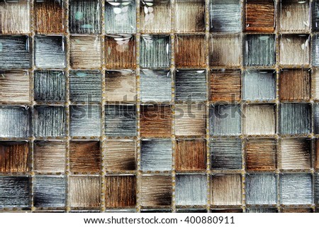 Colorful, glass, glossy mosaic tiles, background, texture