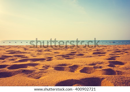 Beautiful beach sea and sand with copy space for background - Vintage Filter