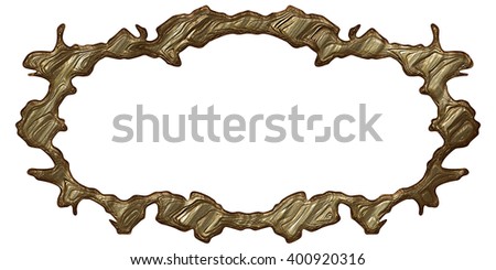 Carved wood frame isolated on white background