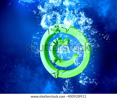 Copyright sign in water
