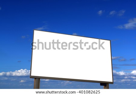 blank led advertising billboard on sky-clouds background.
