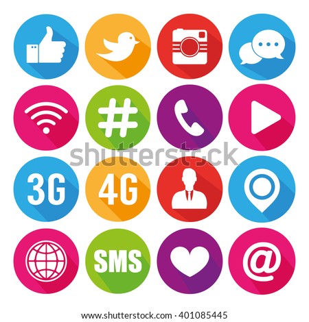 Icons for social networking vector Royalty-Free Stock Photo #401085445