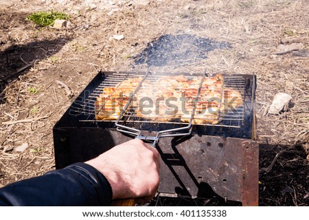 juicy and tasty chicken on the grill. Stock images