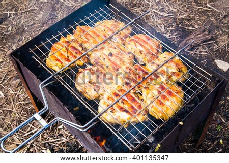 juicy and tasty chicken on the grill. Stock images
