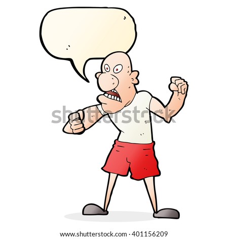 cartoon violent man with speech bubble