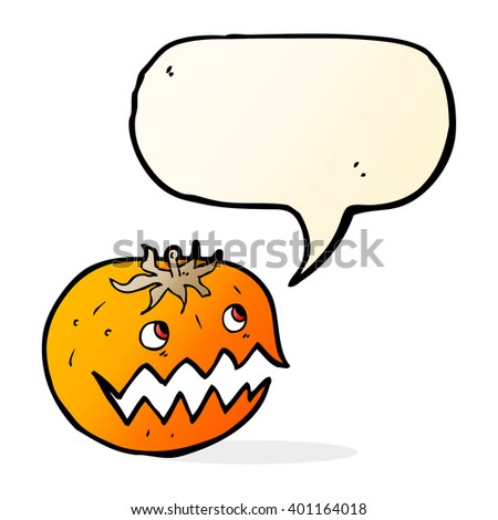 cartoon pumpkin with speech bubble