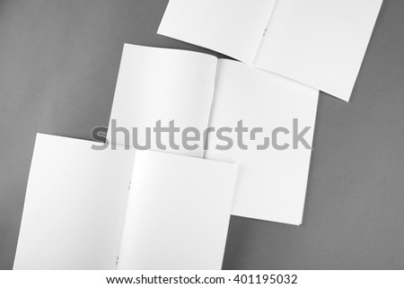 Blank brochure on grey background