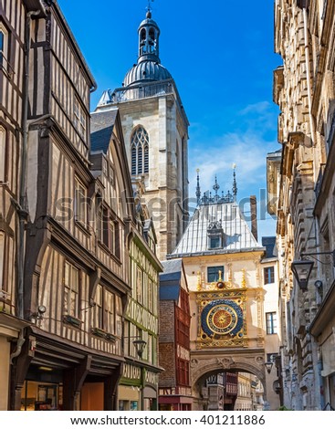 Rouen, Horloge; Normandy, France Royalty-Free Stock Photo #401211886