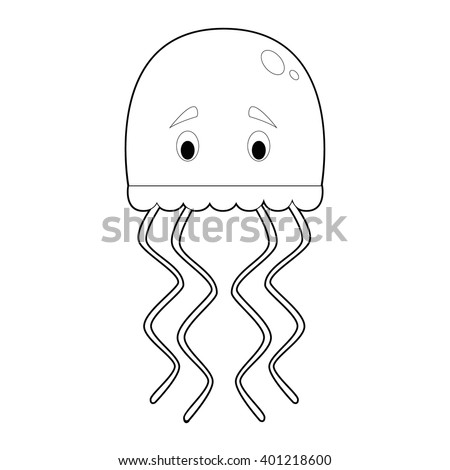 Easy Coloring drawings of animals for little kids: Jellyfish