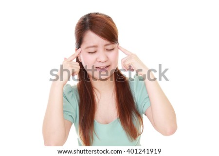 Woman who has a headache
