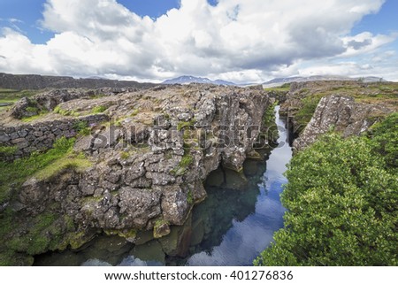 The picture shows the Silfra in Thingvellir National Park in Iceland.