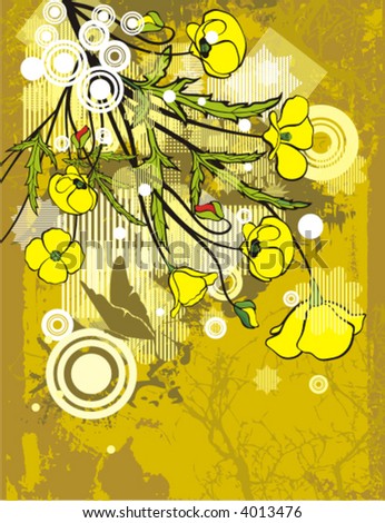 Modern grunge background series, vector illustration with floral details.