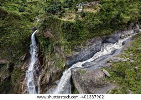 The Waterfall of Banos ,Ecuador ,pictures took from top view 