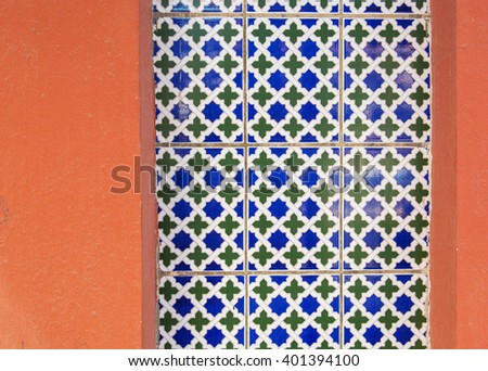 Wall and Tiled background with oriental ornaments