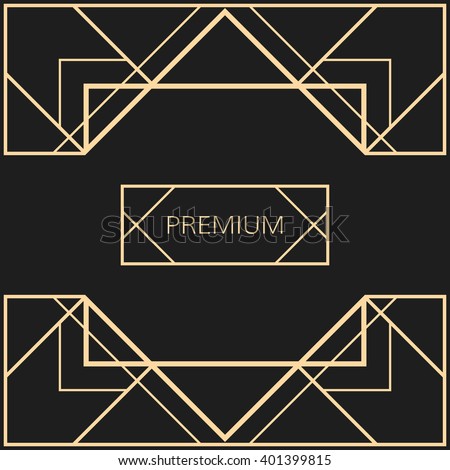 Vector geometric frame in Art Deco style. Square vector abstract element for design. Royalty-Free Stock Photo #401399815