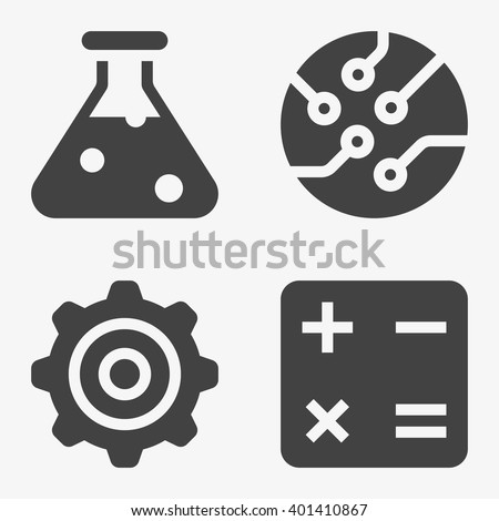 STEM - science, technology, engineering and mathematics Icons in trendy flat style isolated on grey background, for your web site design, app, logo, UI. Vector illustration, EPS10. Royalty-Free Stock Photo #401410867