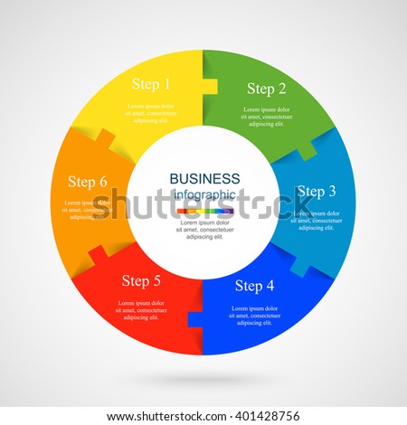 Vector infographic. Template for diagram, graph, presentation and chart. Business concept with 6 options, parts, steps or processes. 