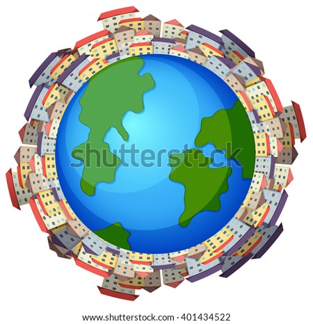 Buildings around the world illustration