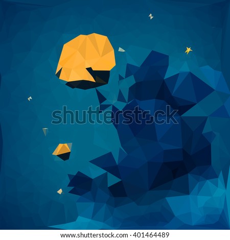 Galaxy Background, Nebula, Planets and Stars in Space, Abstract  Geometric Background, Vector Illustration