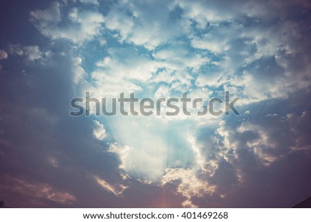 Sunlight with cloud on blue sky