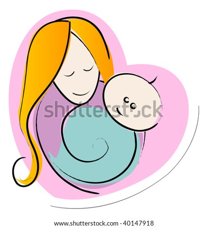 Cute girl with baby in arms