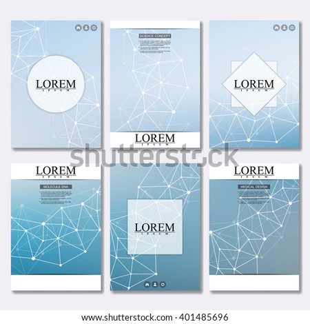 Vector brochure template, flyer, cover magazine in A4 size. Structure molecule of DNA and neurons. Abstract background. Medicine, science and technology. Vector illustration
