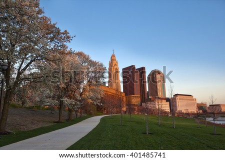 Spring in Columbus, Ohio during the golden hour