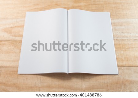 blank book or magazines, 
book mock up on wood background