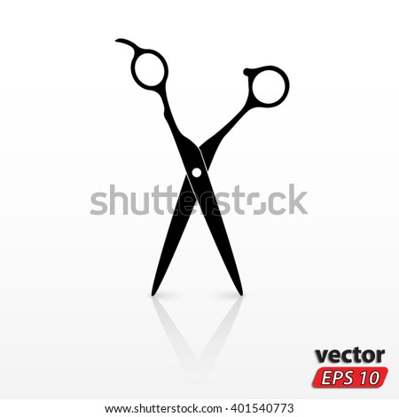 silhouette hair scissor with reflection / vector illustration eps10